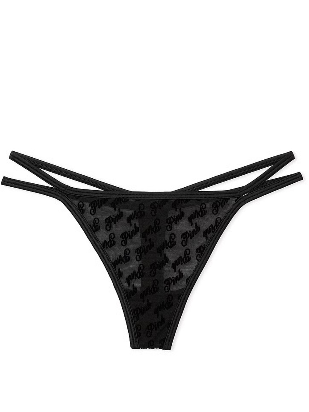 NWT Victoria’s Secret PINK Logo Mesh Strappy Thong Panties.